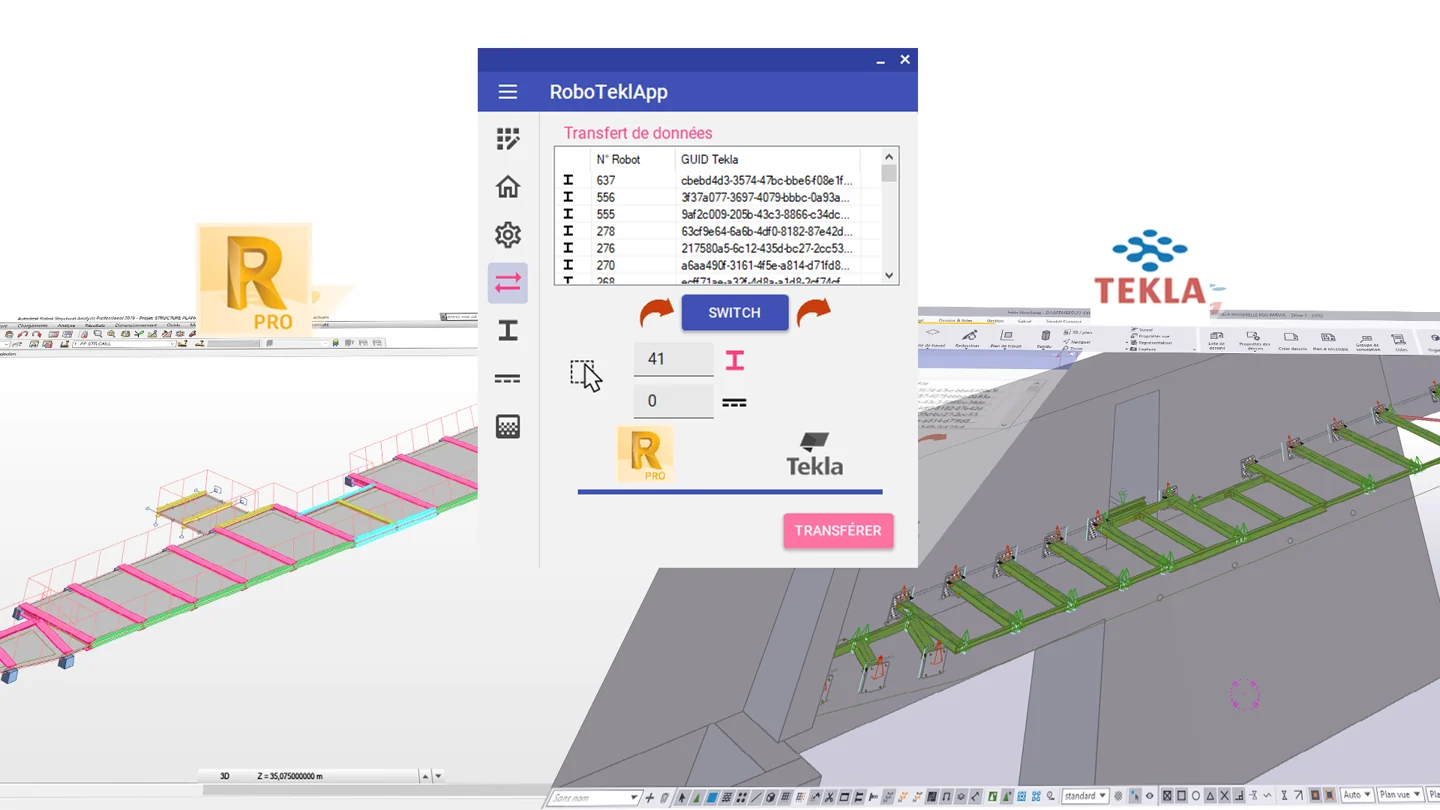 Interface RoboTeklApp et modèles de structure dans Autodesk Robot et Tekla Structures