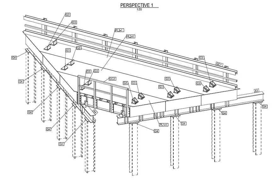 Steelwork fabrication drawing